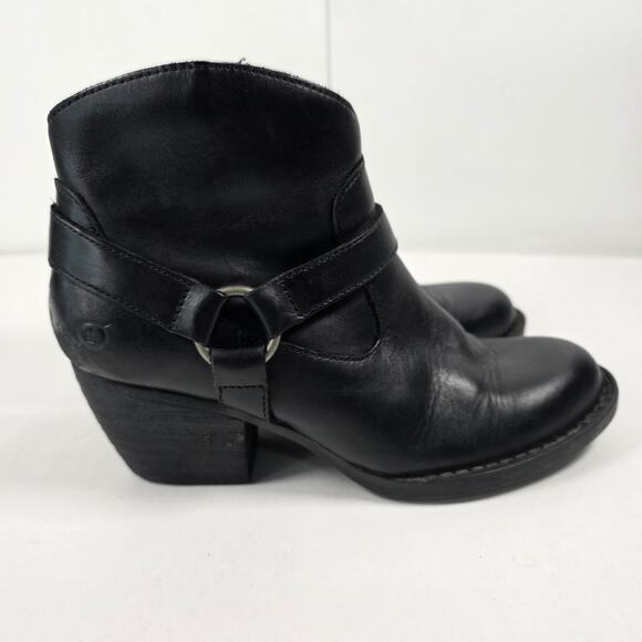 Born Women's Leather Chelsea Ankle Boots Bootie Black Size 8.5M Heels - Picture 7 of 11